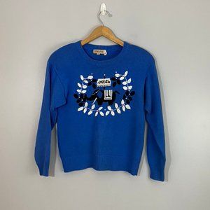 Vintage Ramie Cotton Sweater w/ Elephant Embroidery